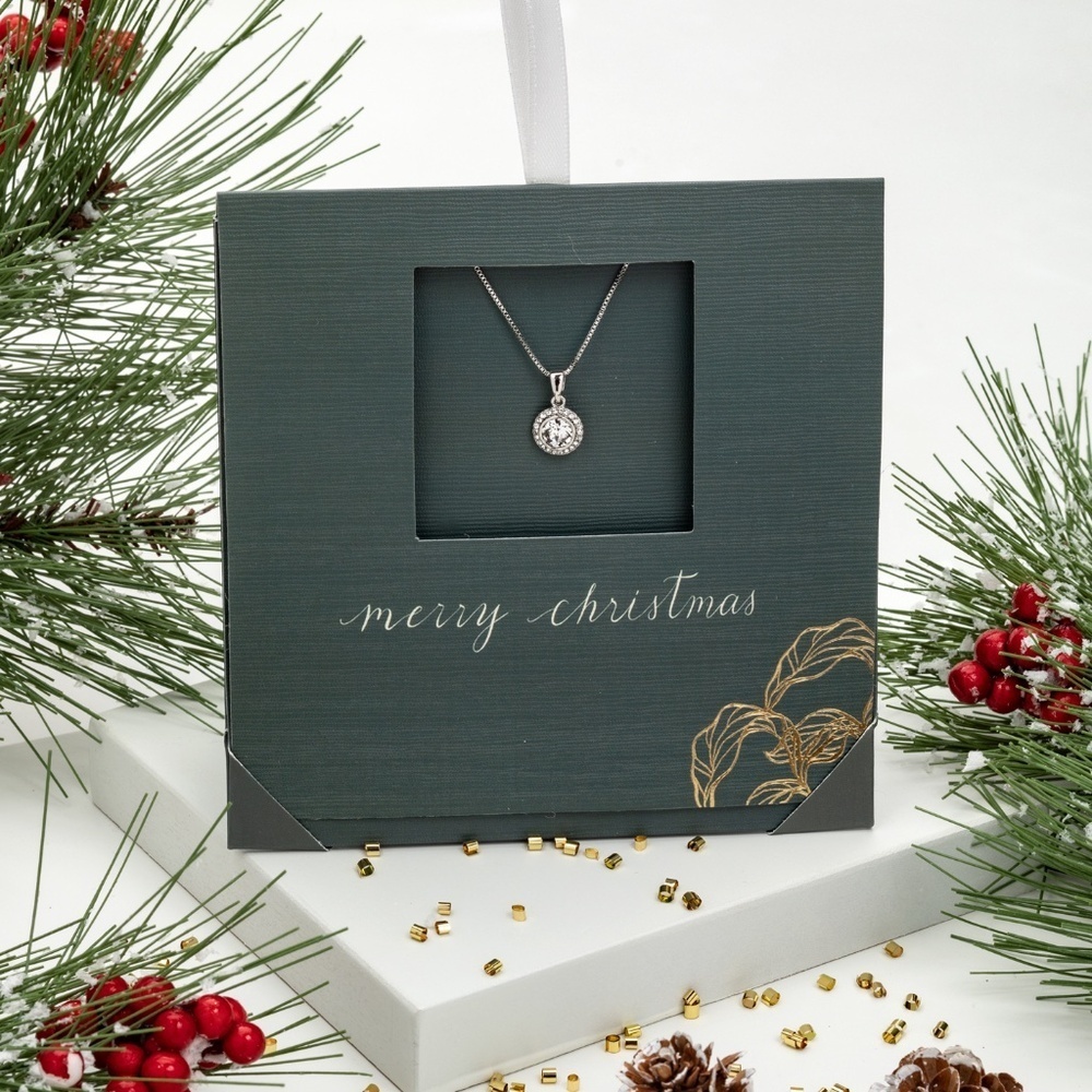 Swarovski Crystal Round Pendant Necklace – NWT – 18 Inch Chain – Christmas Gift